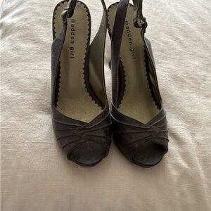 Madden Girl Dark Brown Peep Toe Slingback Heels